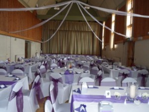 Main hall decorated for a wedding in Tewin Memorial Hall